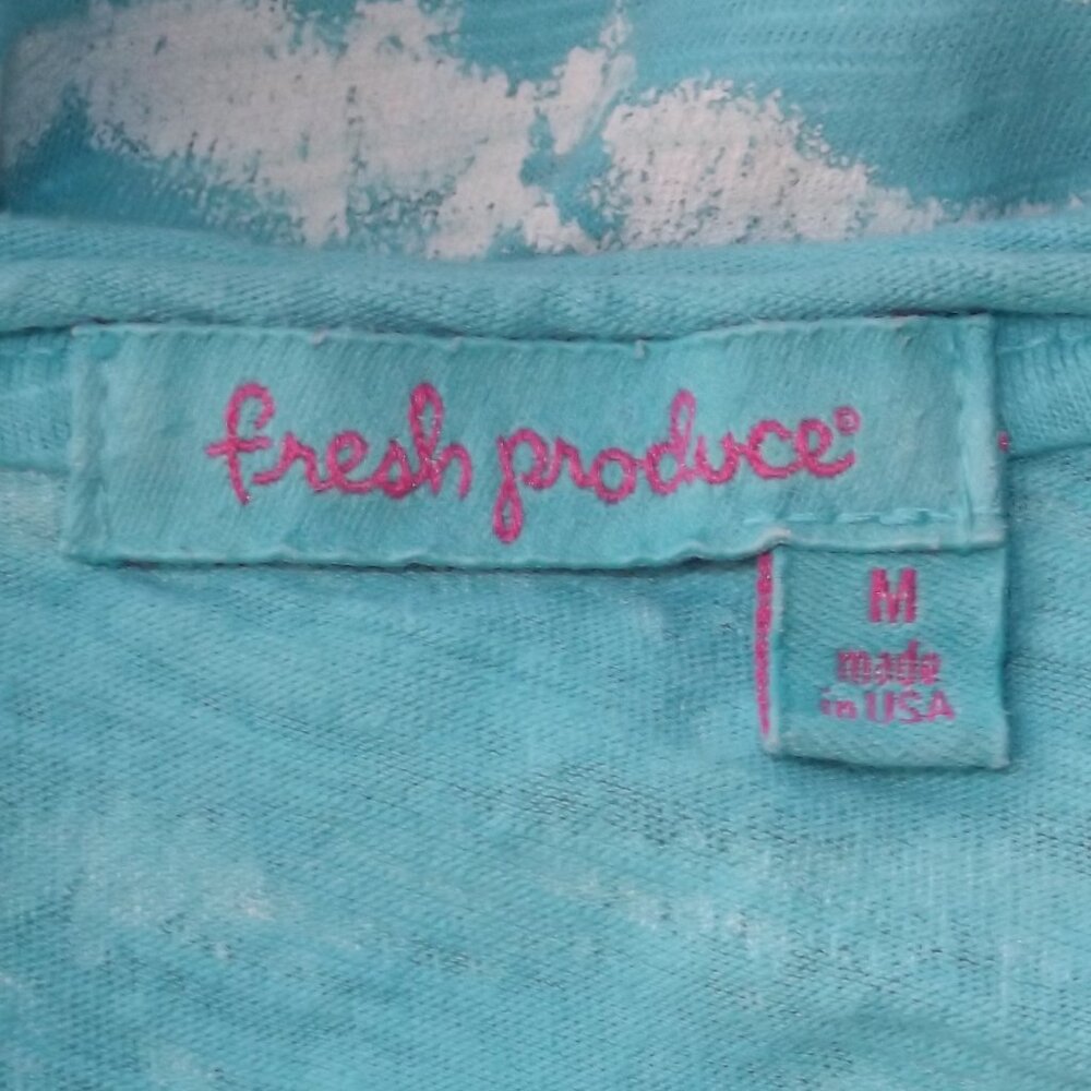 FRESH PRODUCE Dress, M, Aqua/Blue, White abstract stripes, Cut-out back, Jersey - Picture 11 of 13